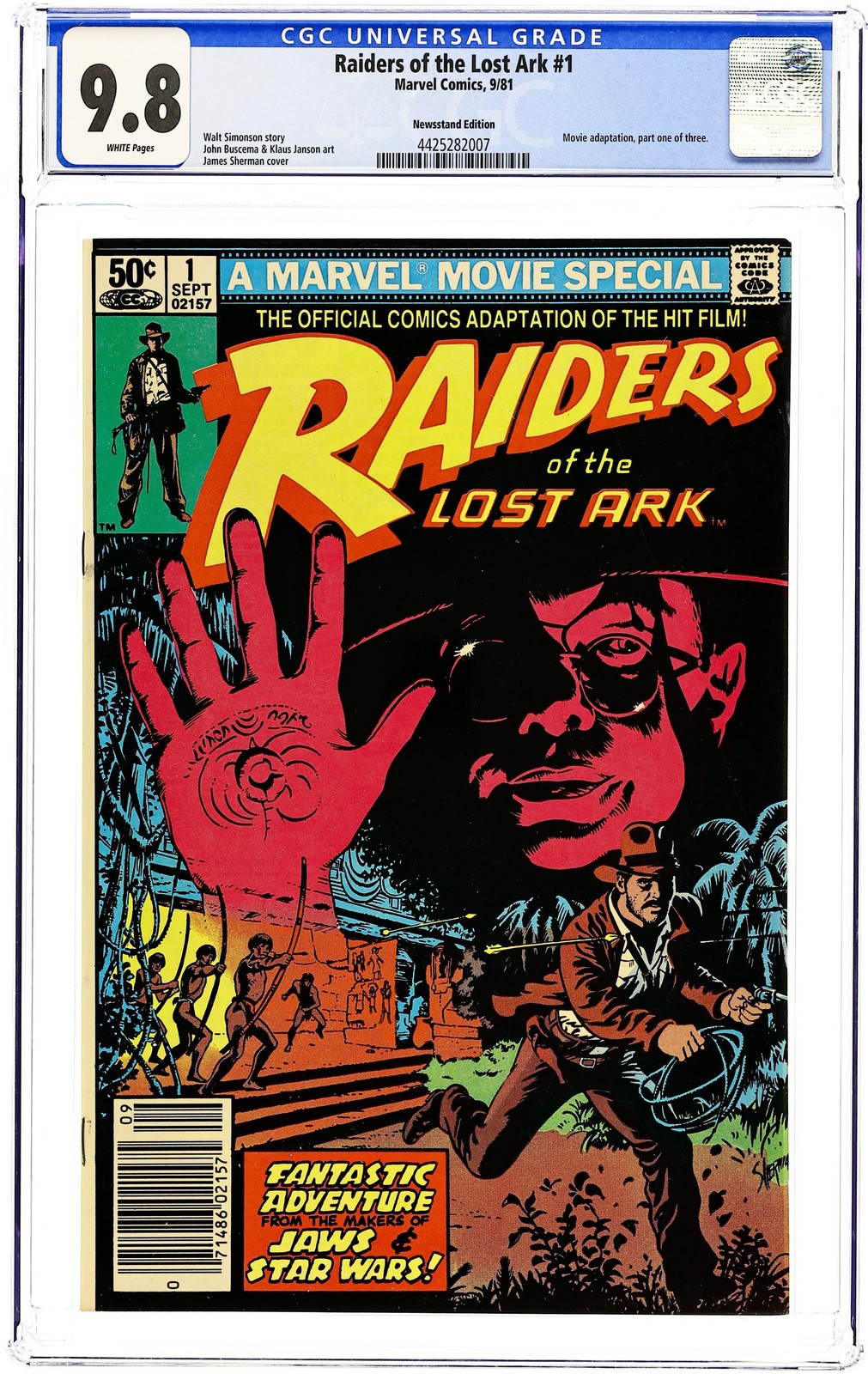 Raiders of the Lost Ark 1N CGC 9.8 Newsstand 1981 4425282007
