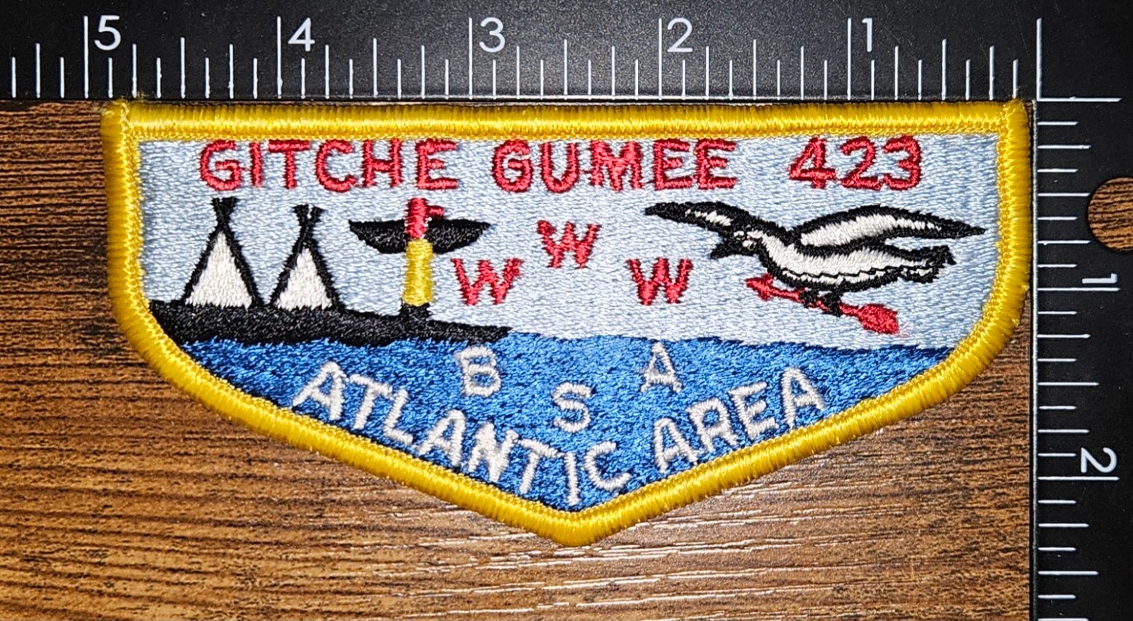 Gitcha Gumee Lodge 423 S3C Atlantic Area Order of the Arrow BSA Flap Patch