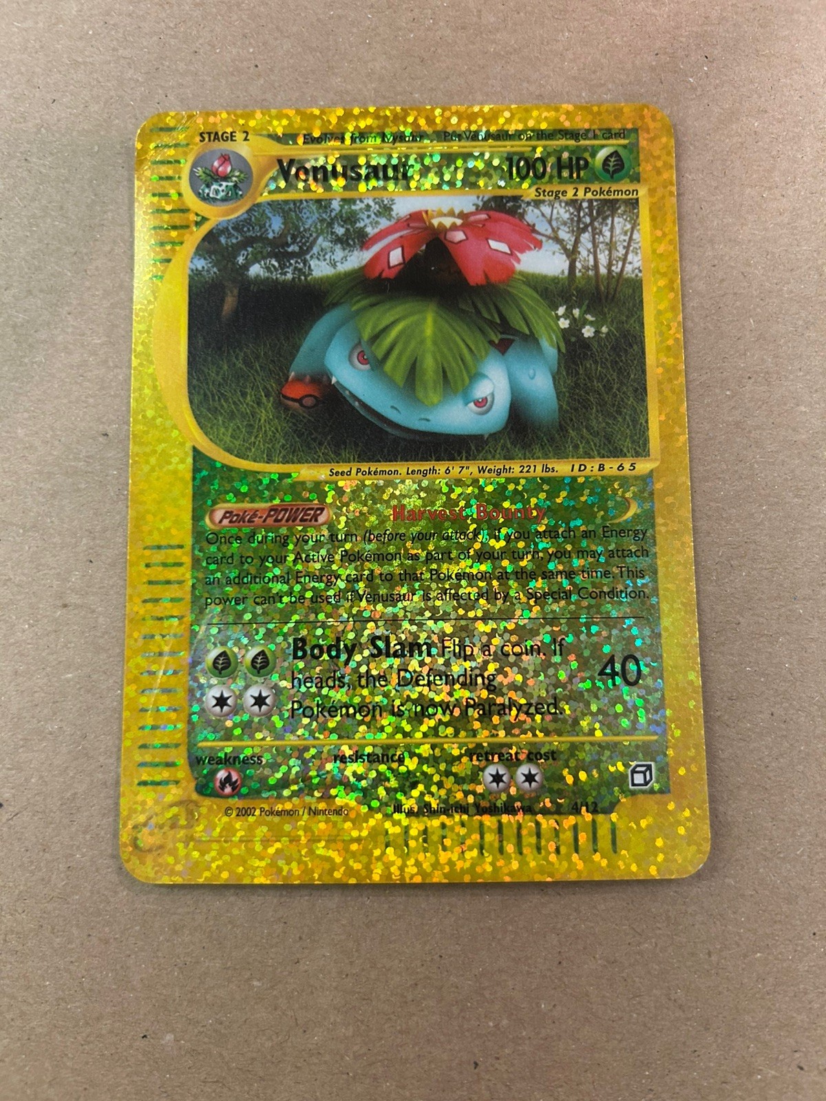 VERY RARE Pokémon TCG Venusaur Reverse Holo Expedition Box Topper DMG VERY RARE Pokémon TCG Venusaur Reverse Holo Expedition Box Topper DMG