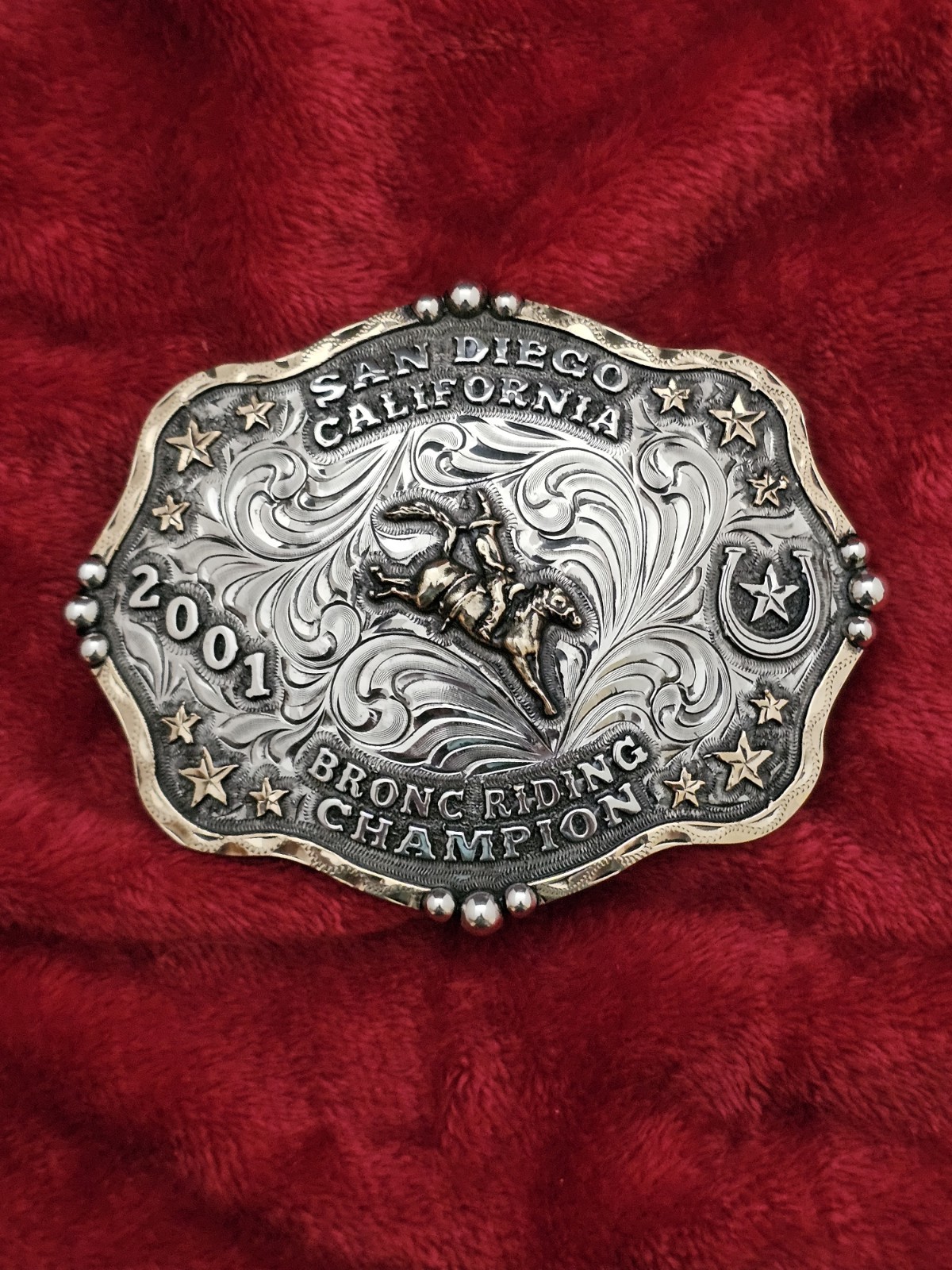 X~Treme Bronc Riding☆2001☆RODEO CHAMPION TROPHY BUCKLE☆San Diego Calif☆Rare☆227