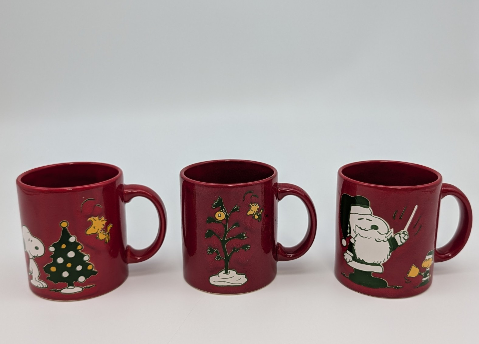Vintage Set/3 Waechtersbach Germany Peanuts Snoopy Ceramic Mugs