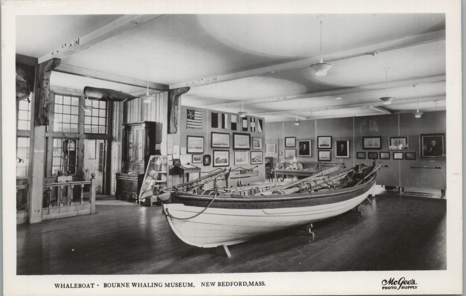 Bourne Whaling Museum Whaleboat New Bedford Massachusetts RPPC Postcard