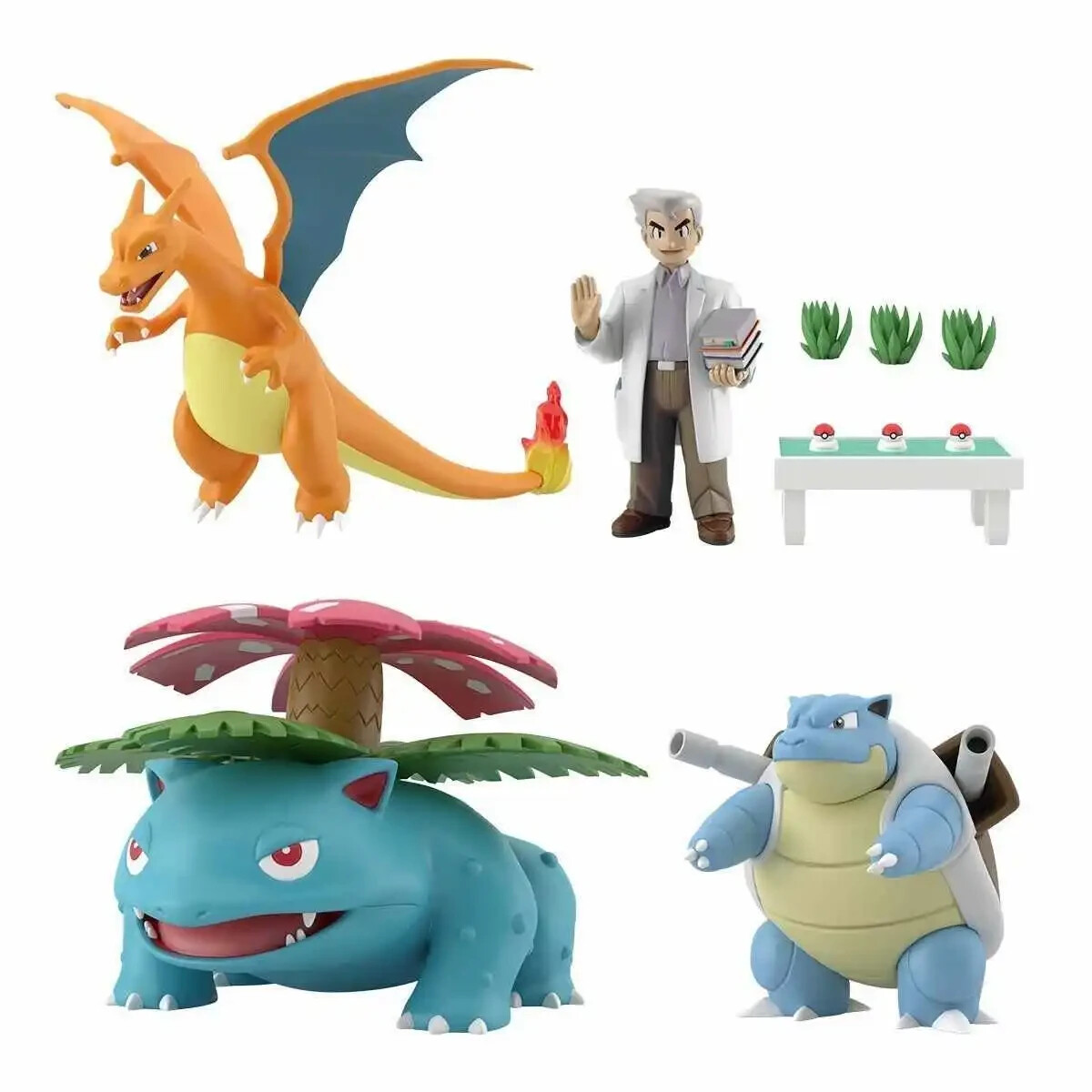 Bandai Pokemon Scale World 1:20 Professor Oak Venusaur Charizard Blastorise Set~
