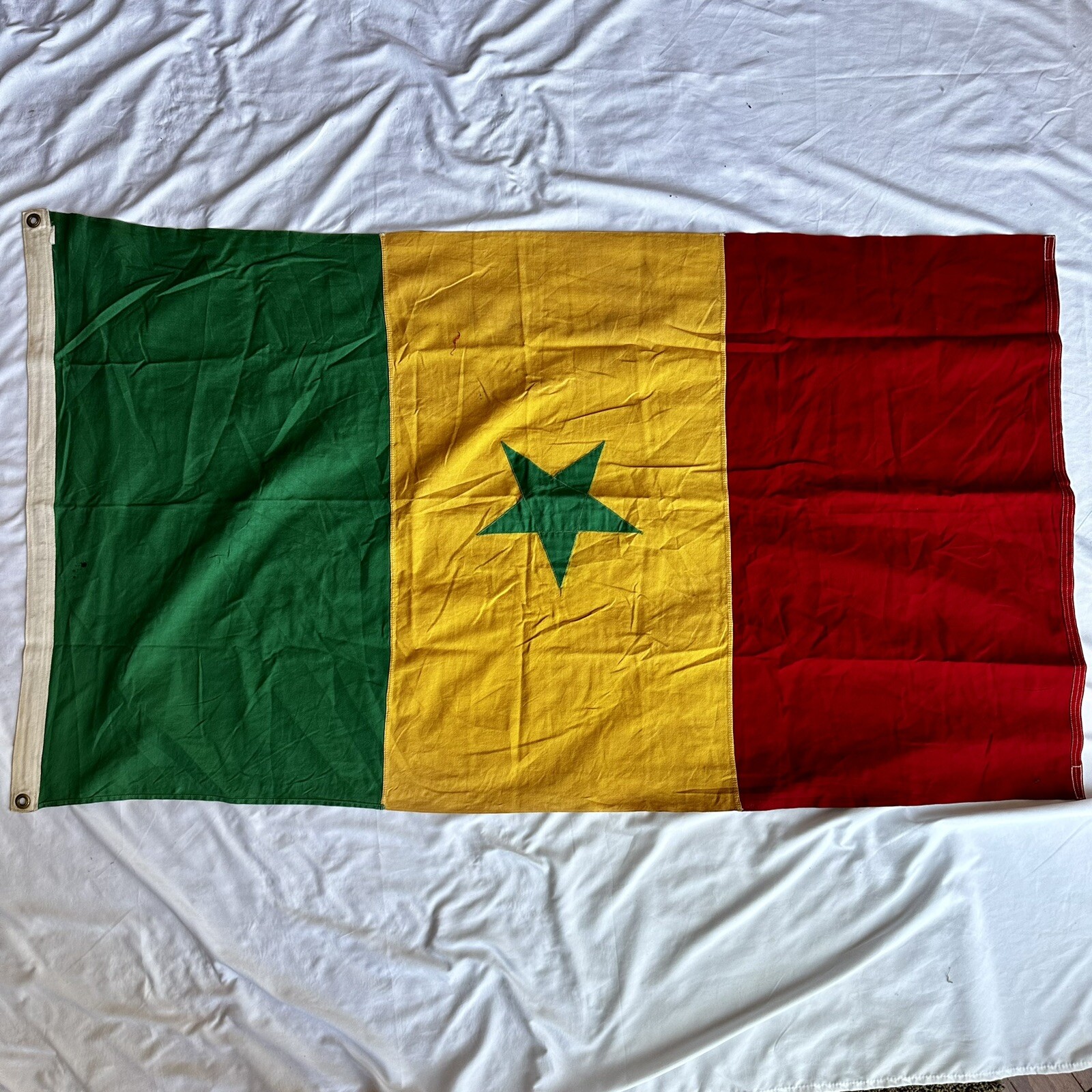 Vintage 1960s Senegalese Cotton Linen Flag Senegal Africa 