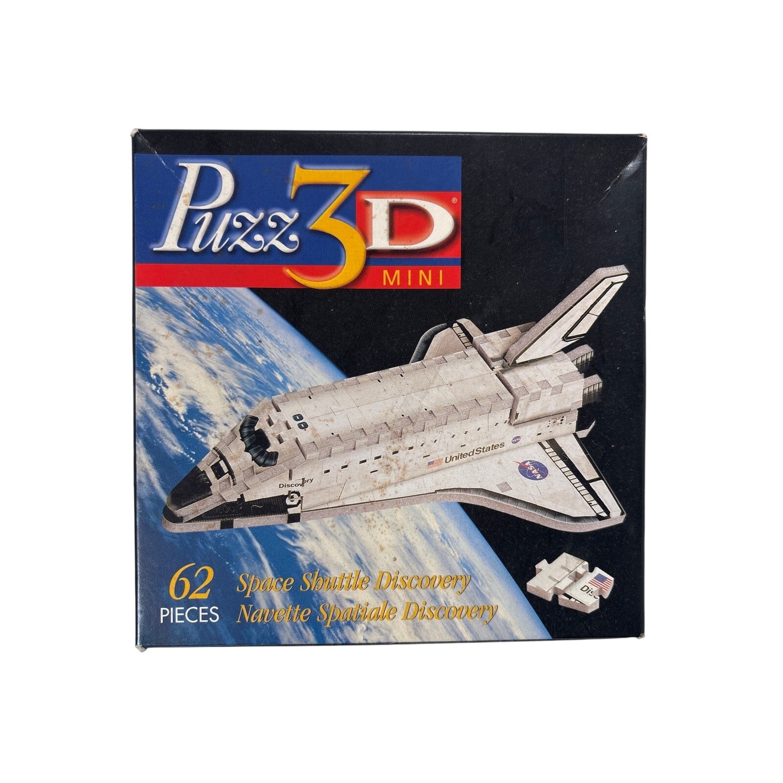 Vintage 1999 Wrebbit Puzz3D NASA Space Shuttle Discovery Mini 3D Puzzle Box