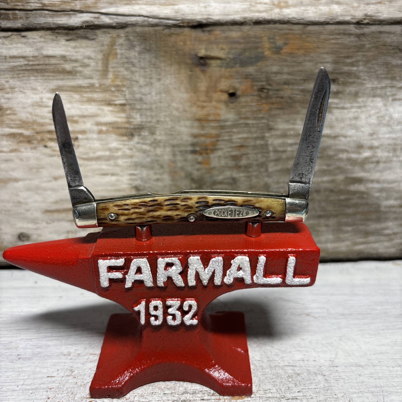 Robeson Pocketeze Vintage Rare Half Congress Knife USA Green Bone Handles