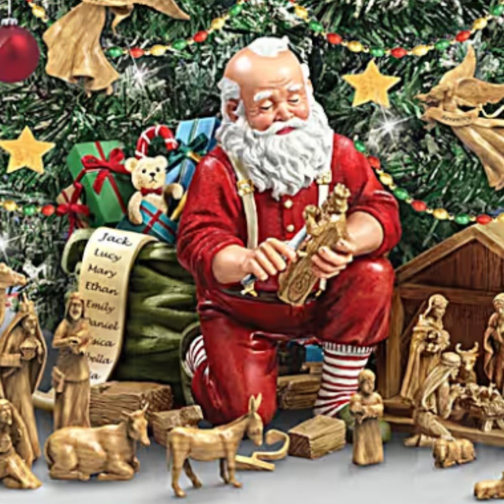 Bradford Exchange True Meaning Of Christmas Nativity Set SANTA with BAG FIGURE