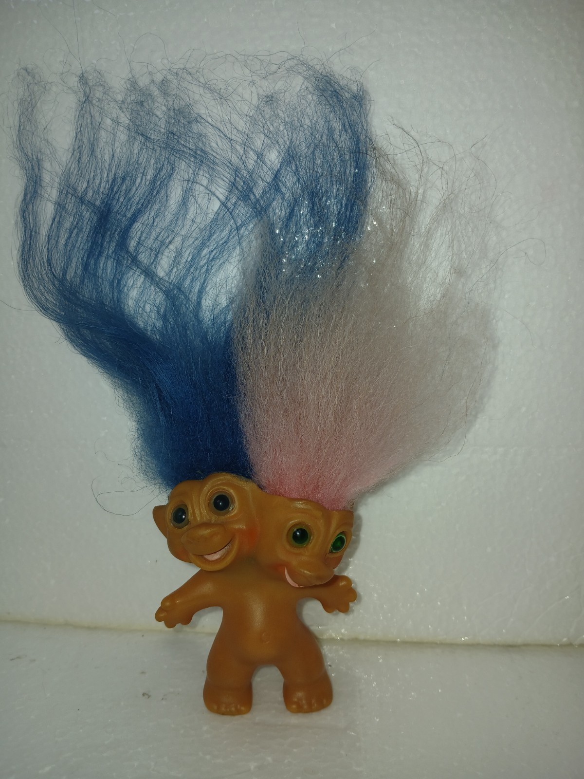 Vintage 1965 Uneeda Two Headed Troll Doll Double Head Double-Nik Pink Blue 3