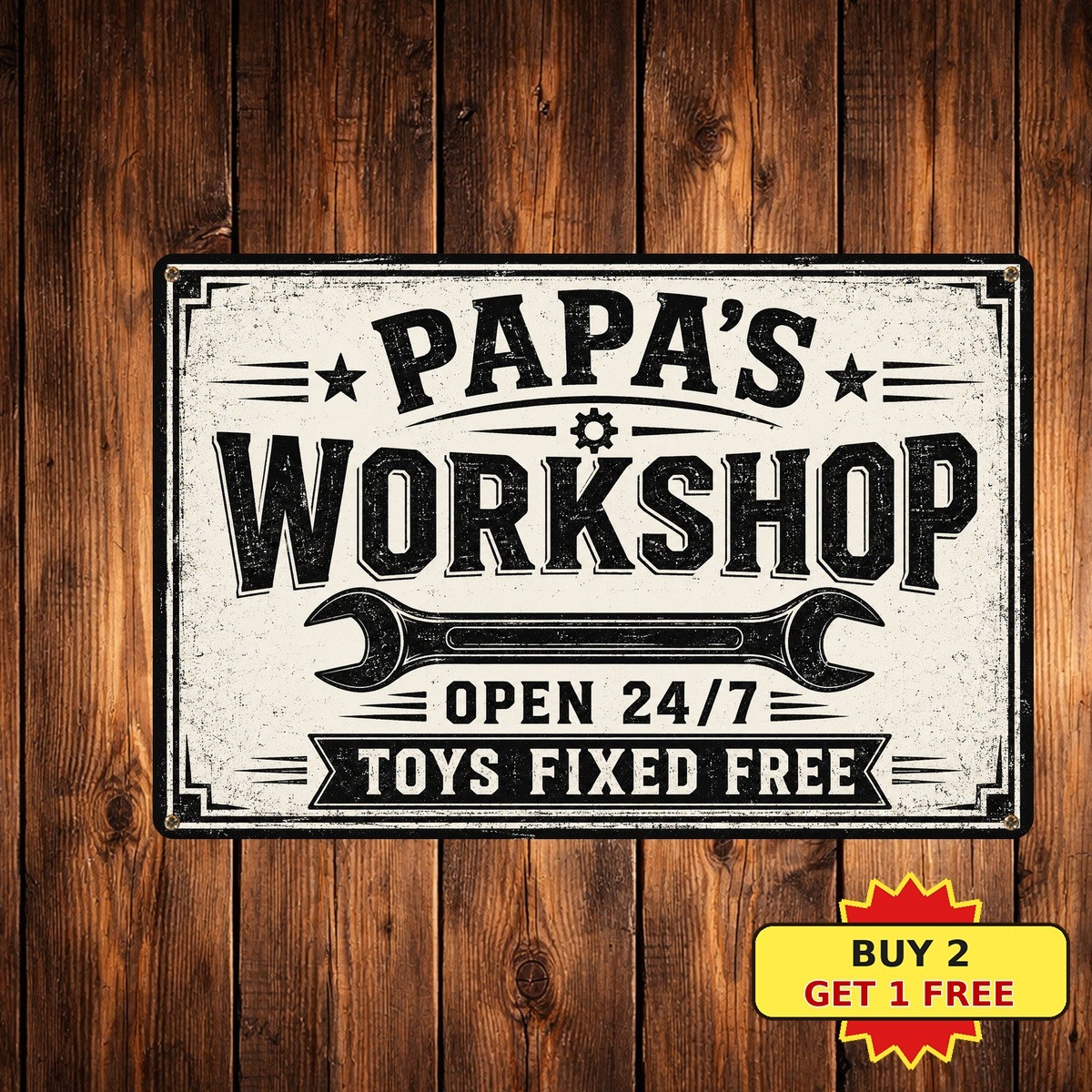 Papa-s Workshop Tools Garage Mechanic Woodworking Dad Gift Metal Tin Sign Plaque