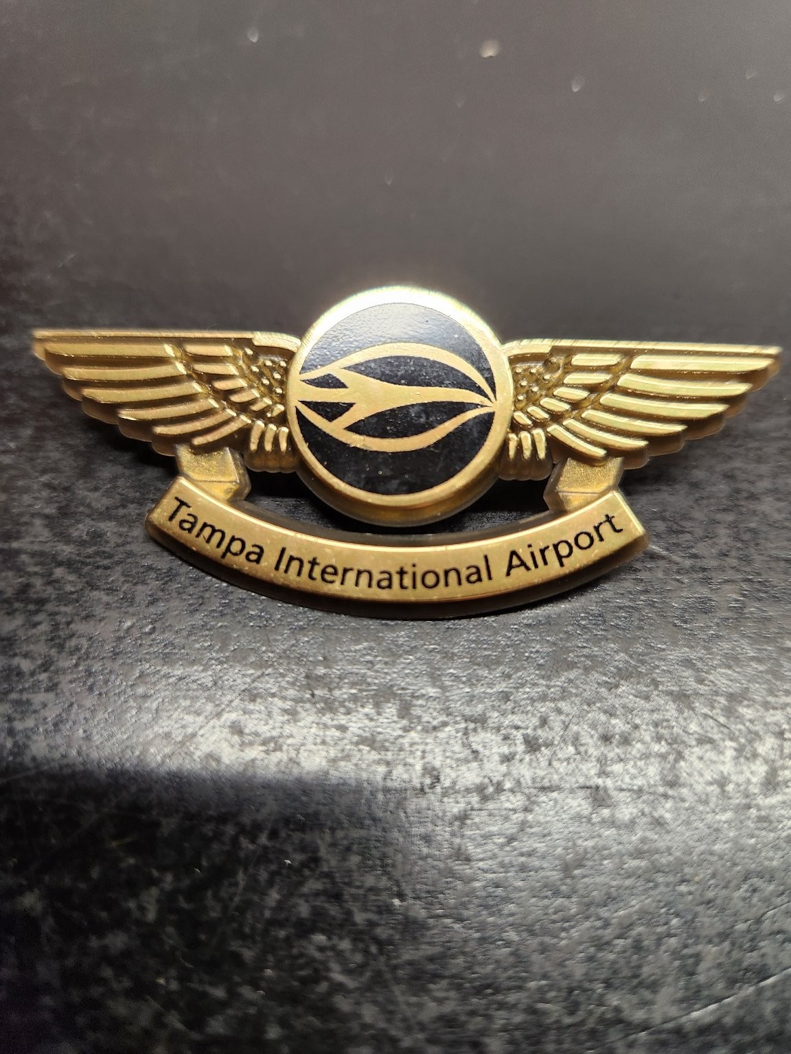 Tampa International Airport Pin Brooch Gold Tone Enamel Aviation Souvenir