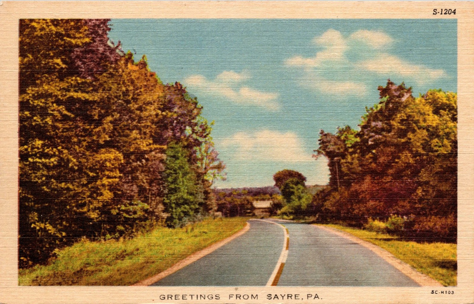 Sayre PA Greetings Postcard unused 1930s/40s
