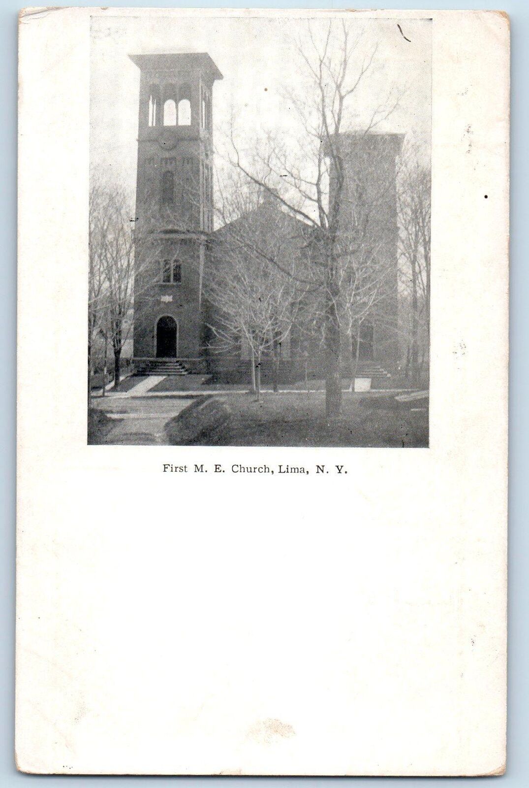 Lima New York NY Postcard First Methodist Episcopal Church Scene c1910's Antique