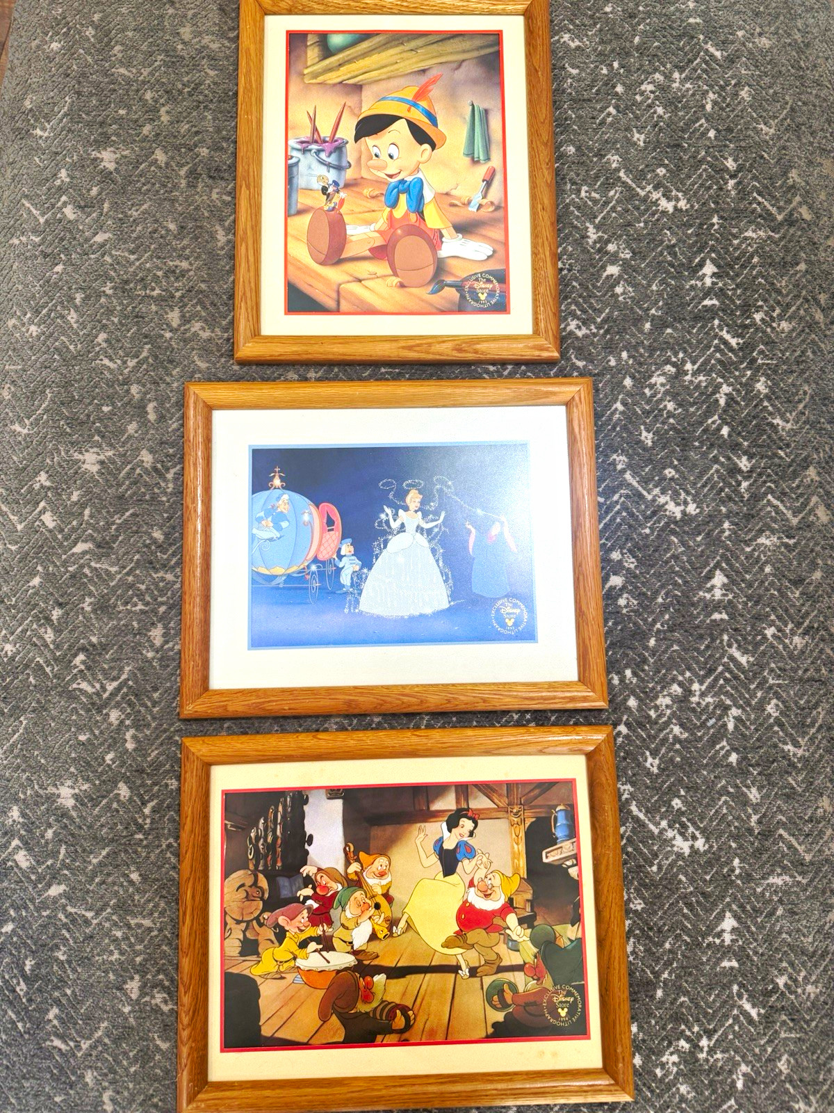 Vintage Disney Store Commemorative Lithographs 1993-1995 Framed Set of 3 Vintage Disney Store Commemorative Lithographs 1993-1995 Framed Set of 3