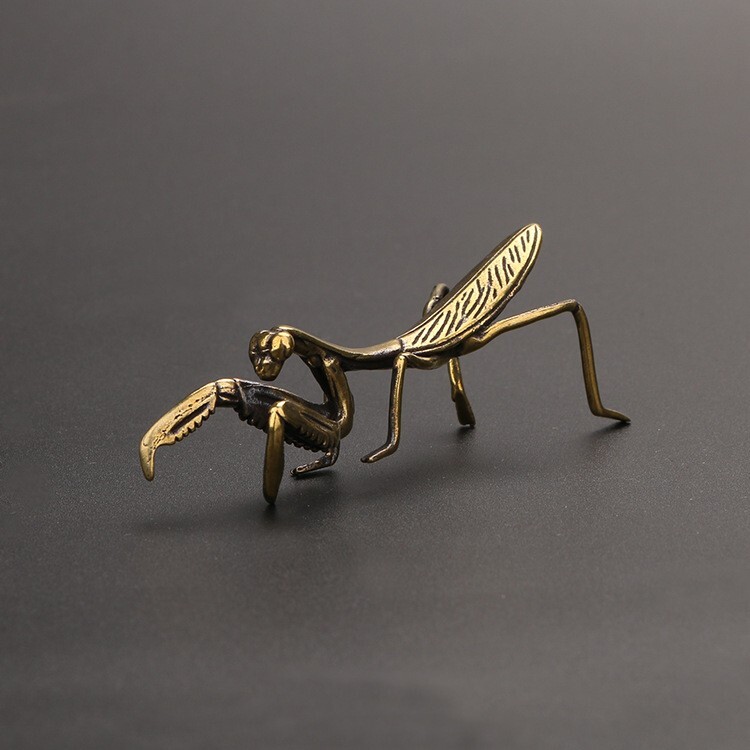 Brass Praying Mantis Figurine Small Statue Home Ornament Animal Figurines Gift