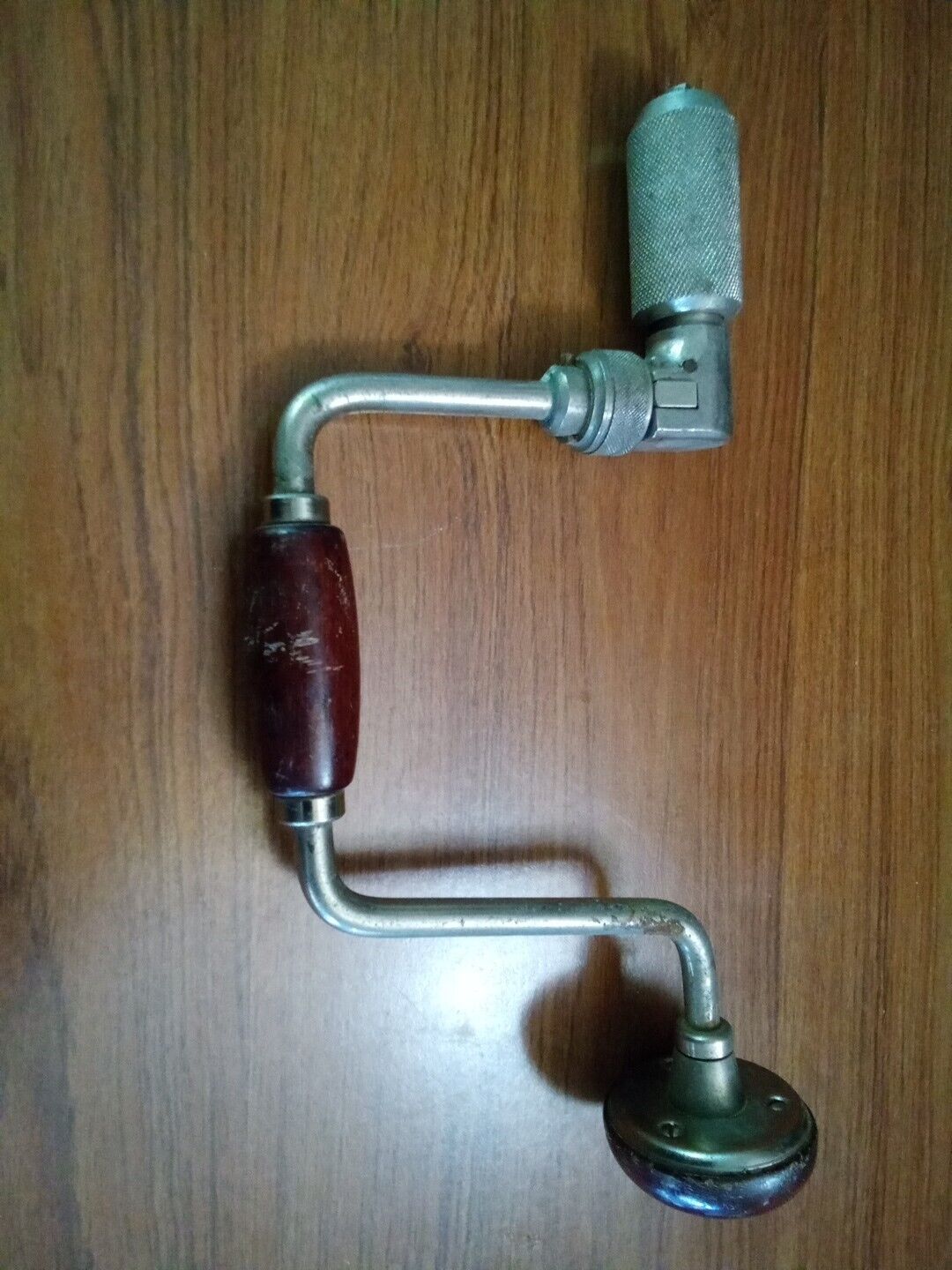 Vintage Antique Hand Drill Wood & Metal Crank Ratcheting Auger