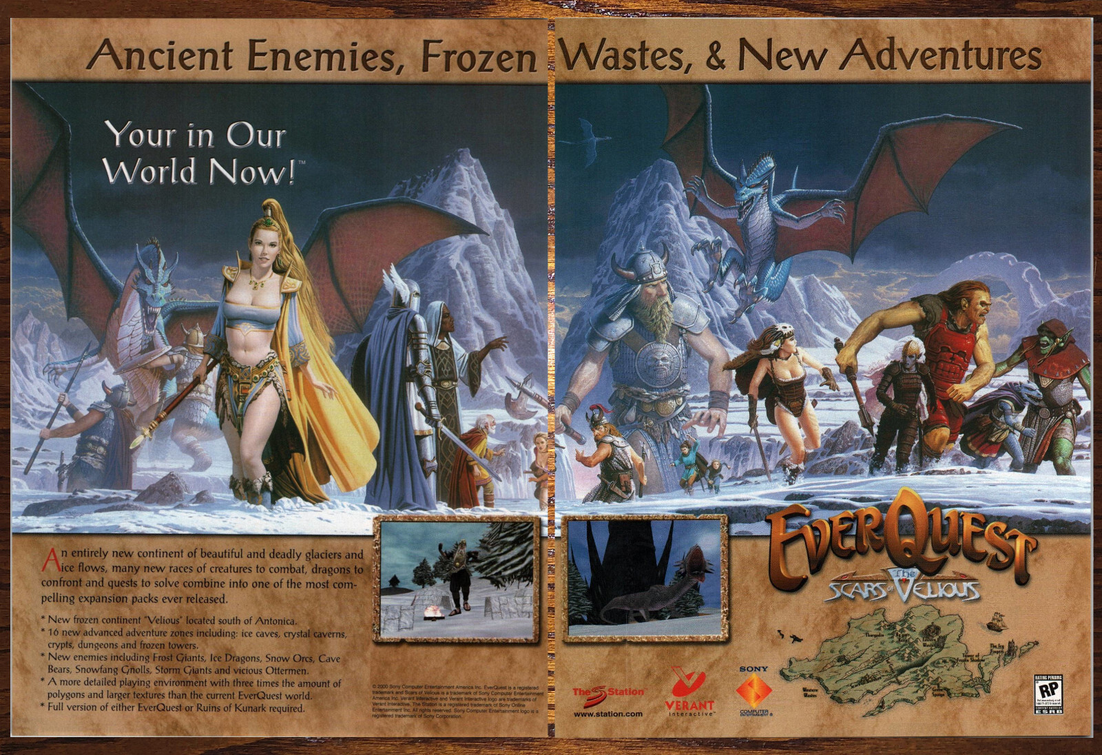 EverQuest Scars of Velious -2 Page Video Game Print Ad Poster Promo Art 2000