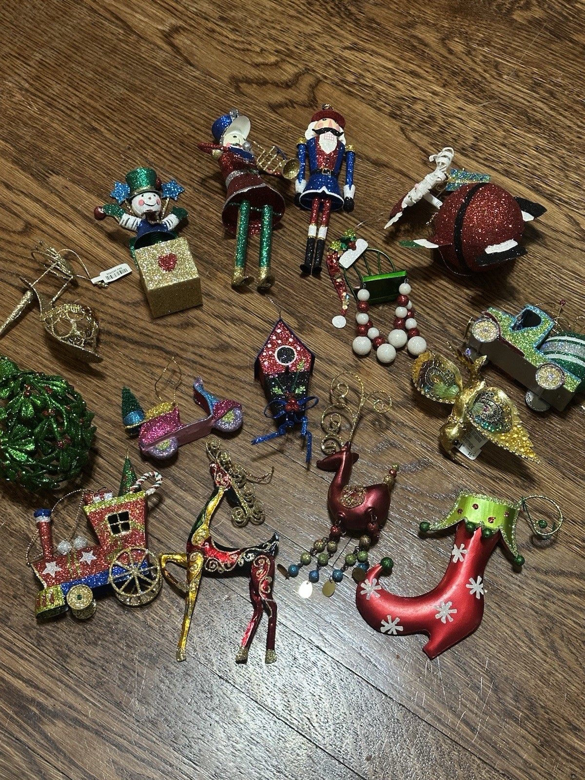 Pier 1 Glitter Christmas Ornaments Lot 15 Mixed 