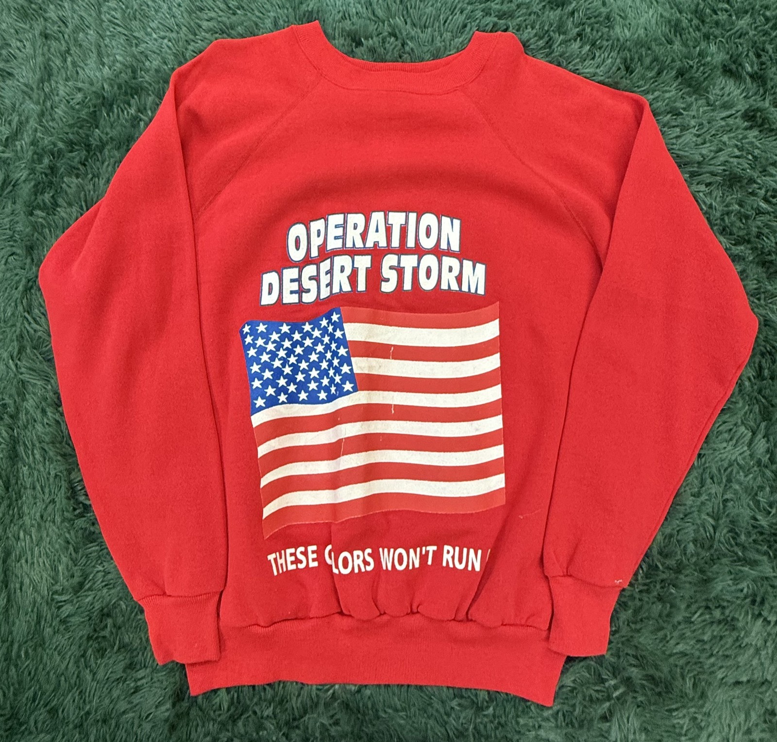 Vintage Operation Desert Storm Sweatshirt XL Made in USA Gulf War Patriotic Flag