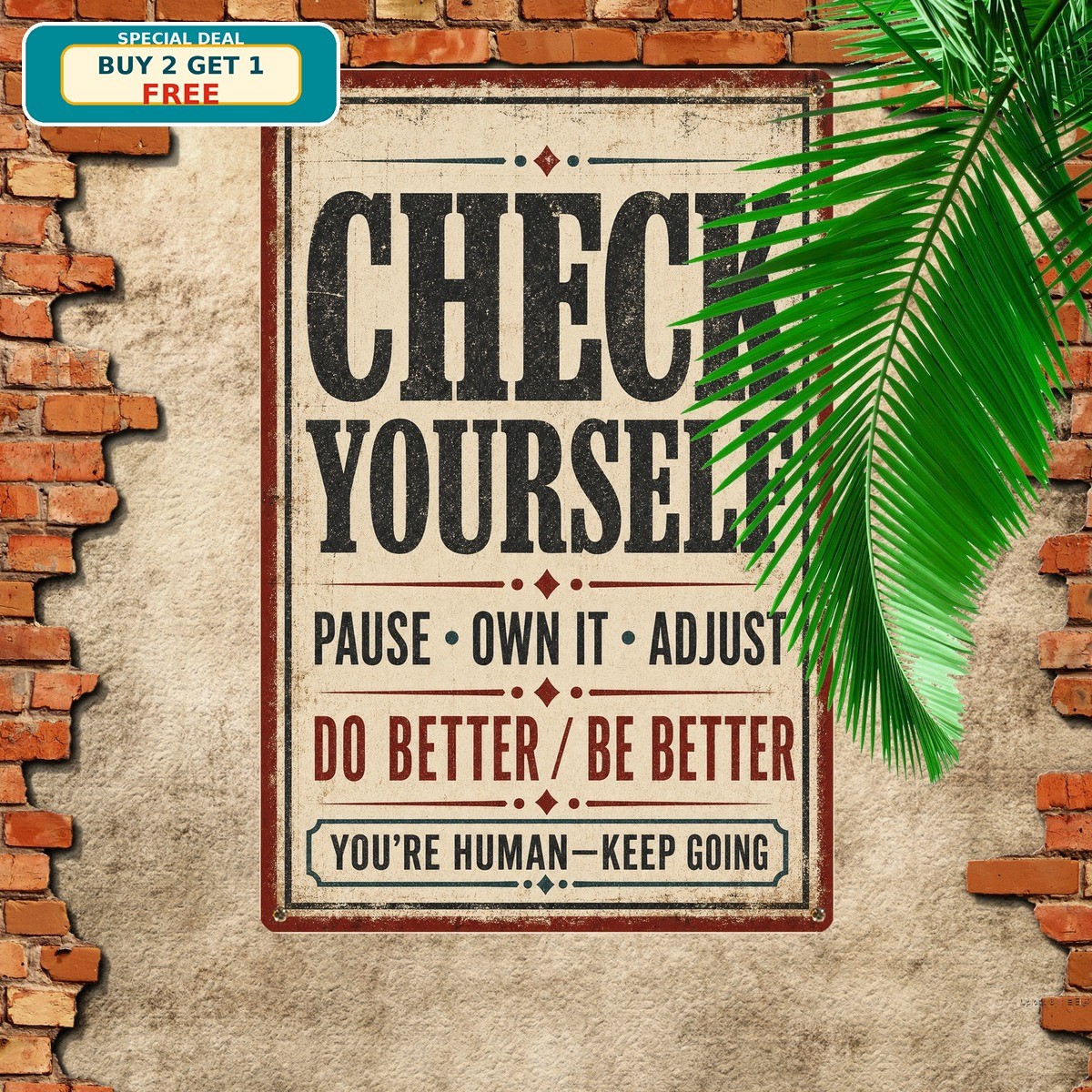 Inspirational Self Reflection Rural Windmill Metal Wall Sign