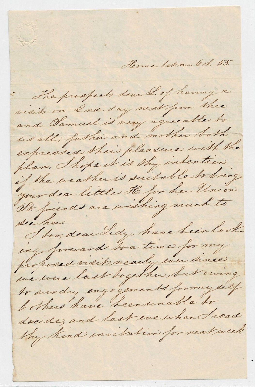 1855 Letter, state of origin unknown