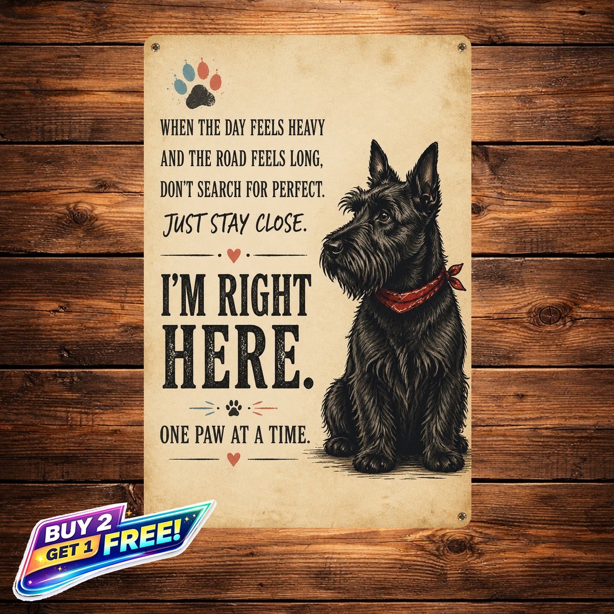 Scottish Terrier Dog Tin Sign 8x12 Retro Pet Portrait Home Metal Art