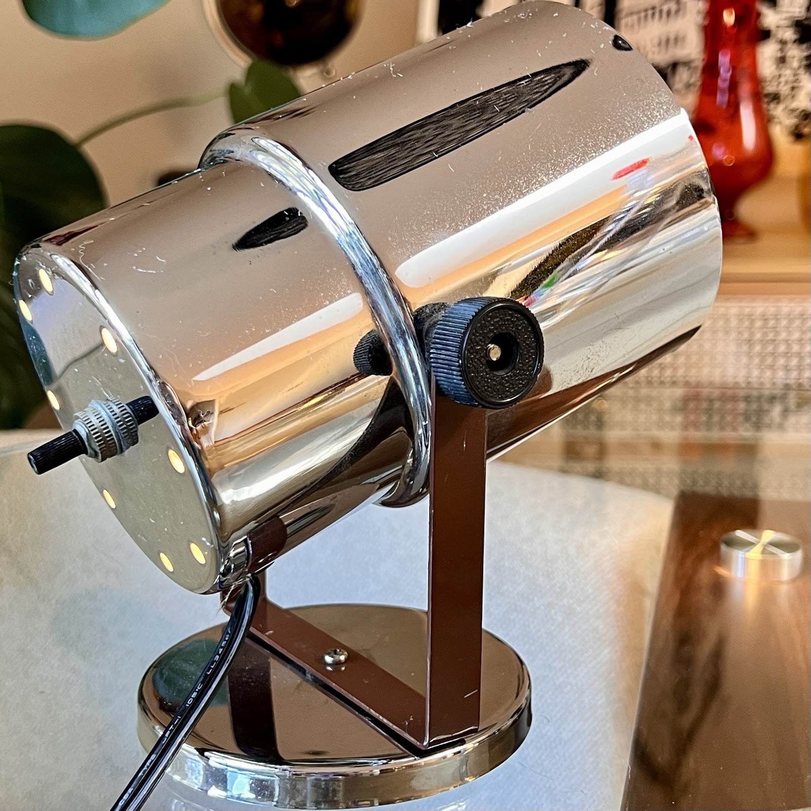 Vintage Chrome Spotlight Desk Wall Lamp Stanislav Indra Style Postmodern 1986