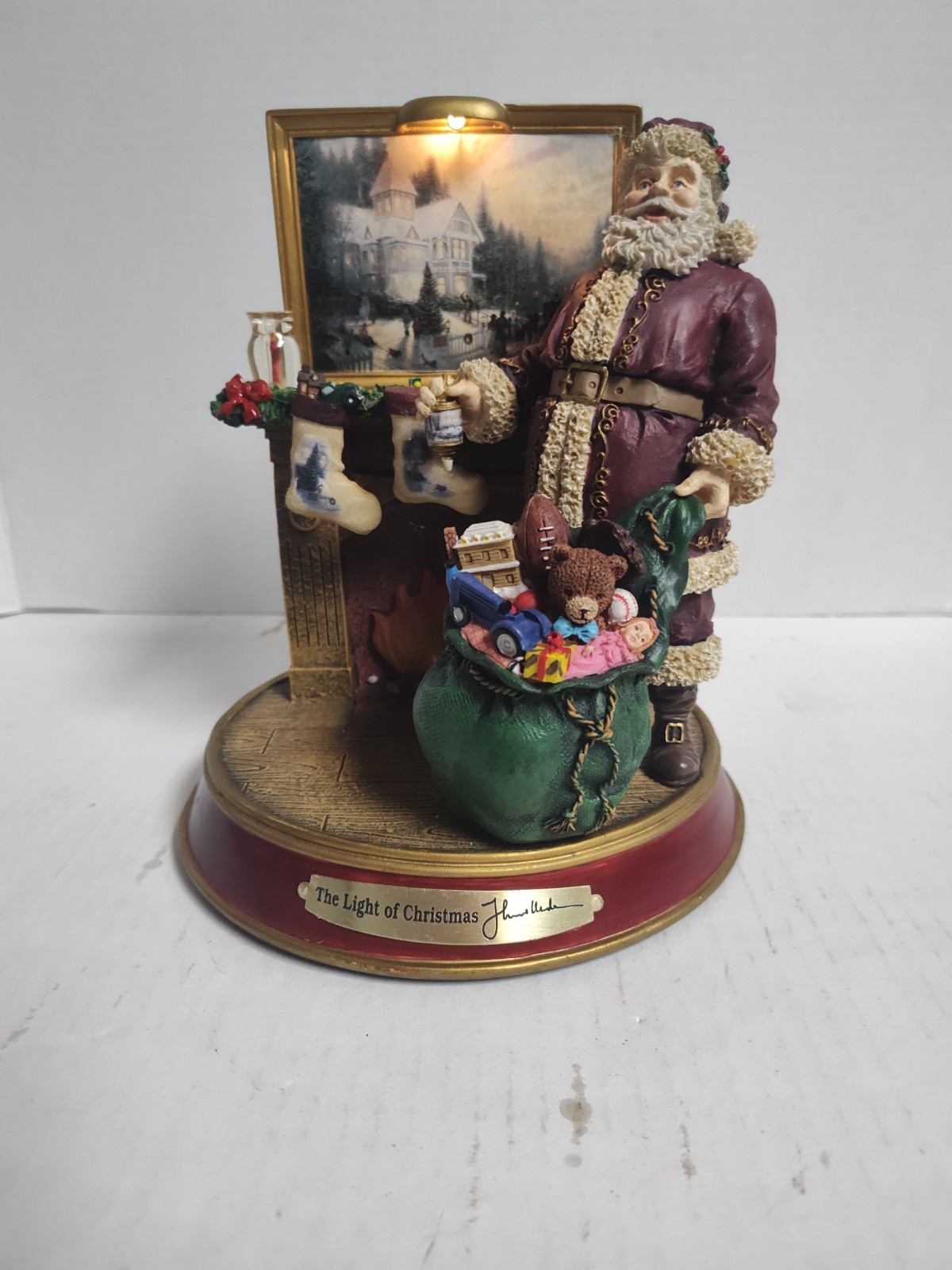 Thomas Kinkade Lighted Holiday The Light of Christmas Santa Figurine