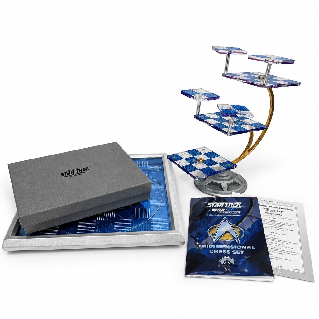 Franklin Mint 1994 Star Trek Tri-Dimensional 3D Chess Set With COA and Box Franklin Mint 1994 Star Trek Tri-Dimensional 3D Chess Set With COA and Box