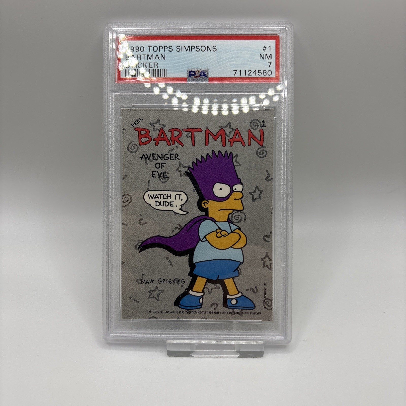 1990 Topps Simpsons Sticker Bartman PSA 7