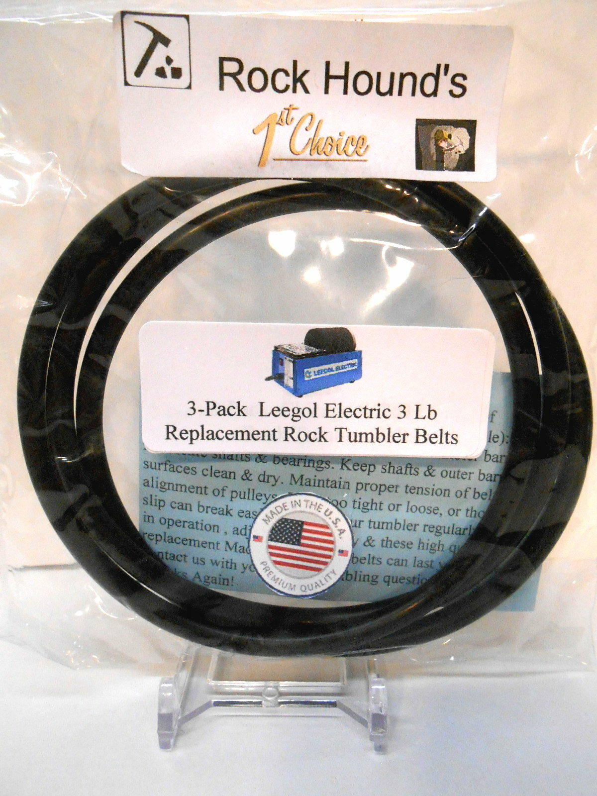(3)Replacement Belts Leegol Electric Single Drum 3LB Rotary Rock Tumbler- NEW