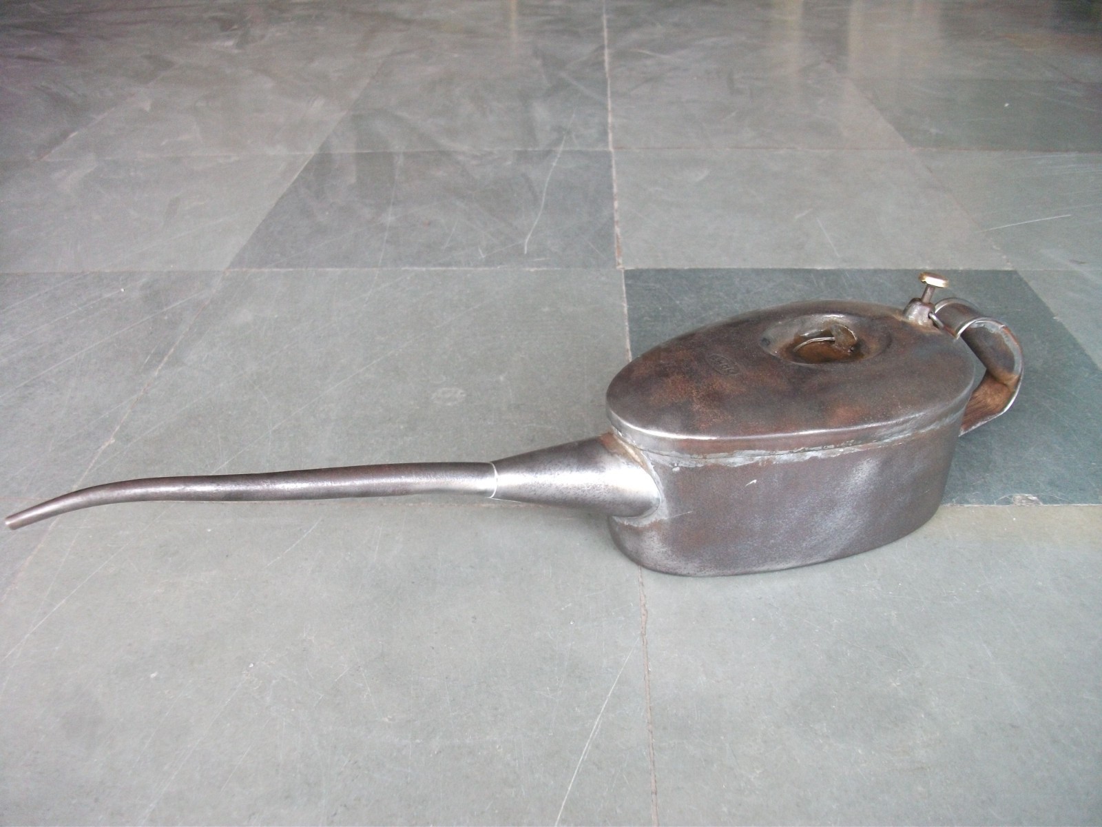 Vintage Big Long Fine Handcrafted Iron Oil Container, Collectible
