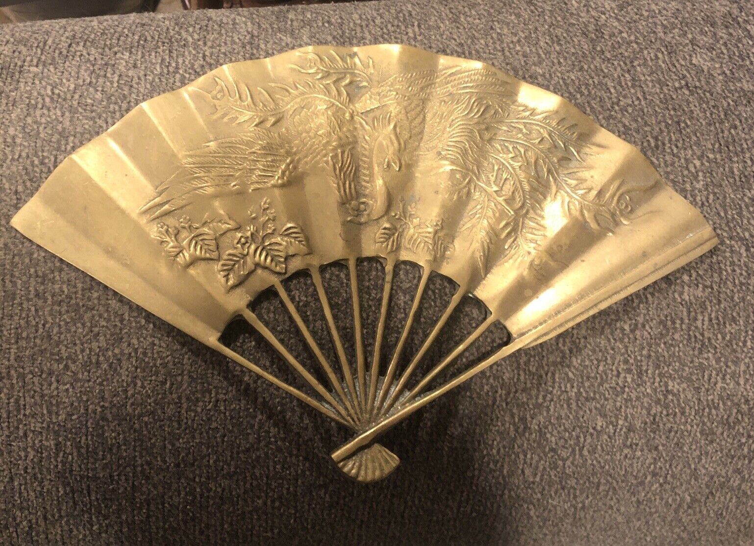 VTG,solid Brass Dragonfly Fan ,Taiwan, ,wall Deco 7x11 Inches