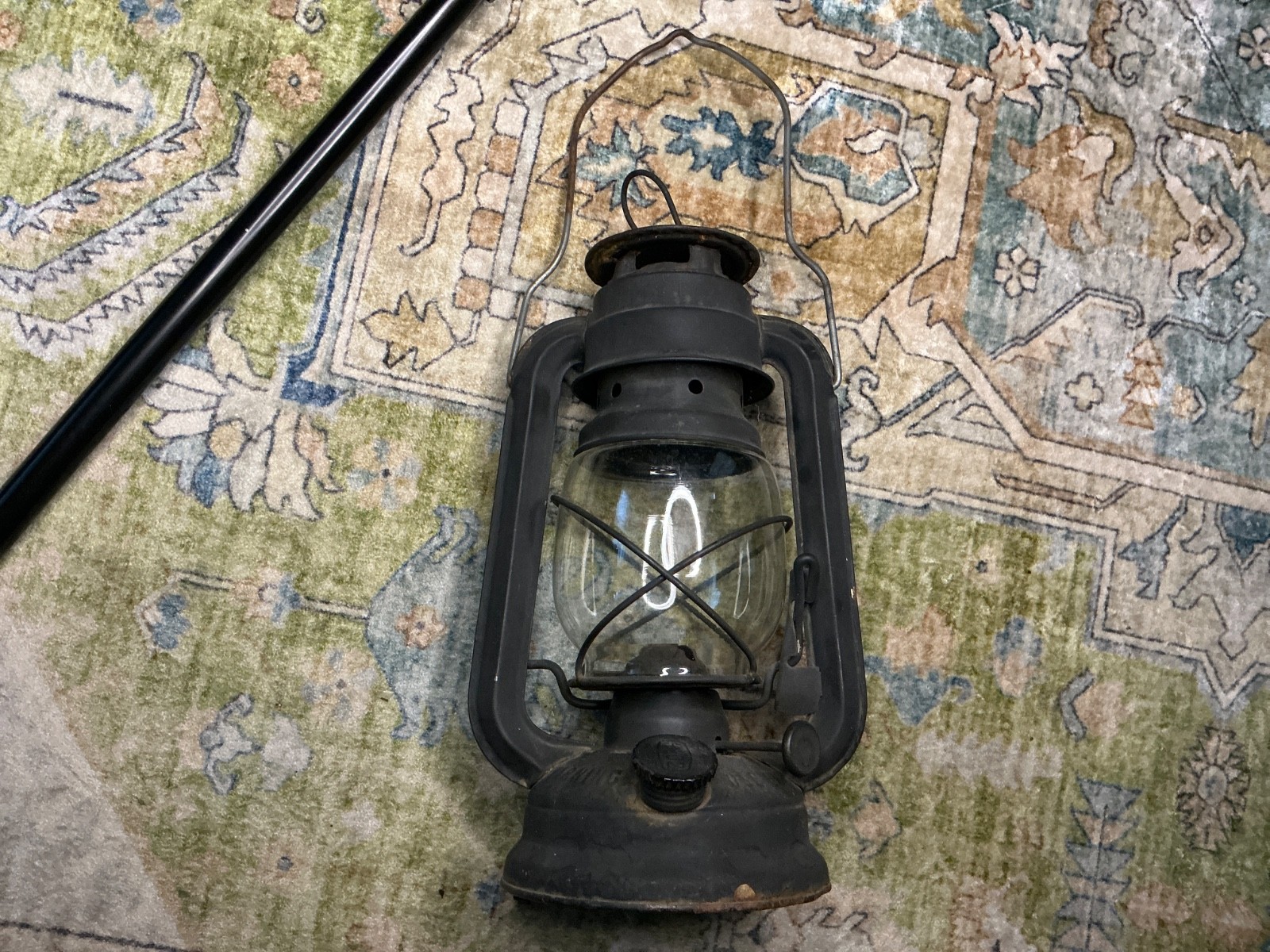 VINTAGE ~ LAMPLIGHT FARMS ~ RAILROAD STYLE LANTERN ~ HURRICANE LAMP MATTE  BLACK