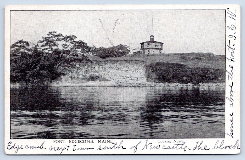 Edgecomb Maine Fort Edgecomb Blockhouse Looking North Lincoln County Postcard