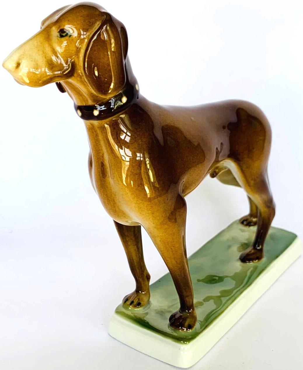 Vintage Herend Porcelain Dog Figurine Vizsla Hungarian Pointer Signed Handmade