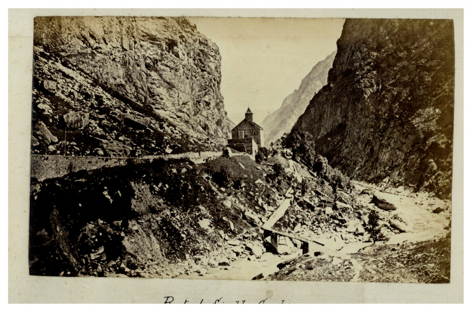 Switzerland, Col du Simplon, View of Stockalperturm Gondo, Vintage Print, circa 1895 T