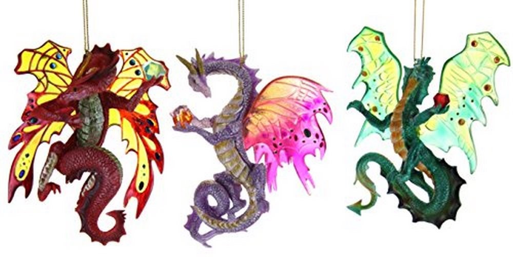 Crystal Cave Dragon Ornaments #4 (Set of 3) Shadow Spark, Star Quester, Sapphire