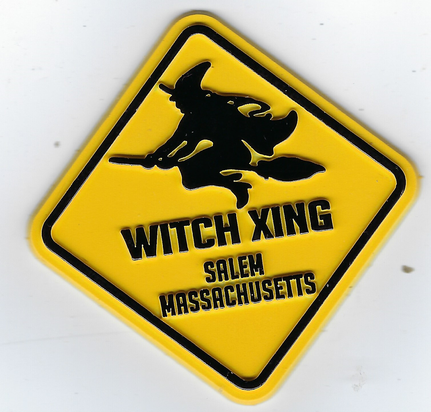 SALEM  MASSACHUSETTS WITCH XING   SOUVENIR FRIDGE MAGNET