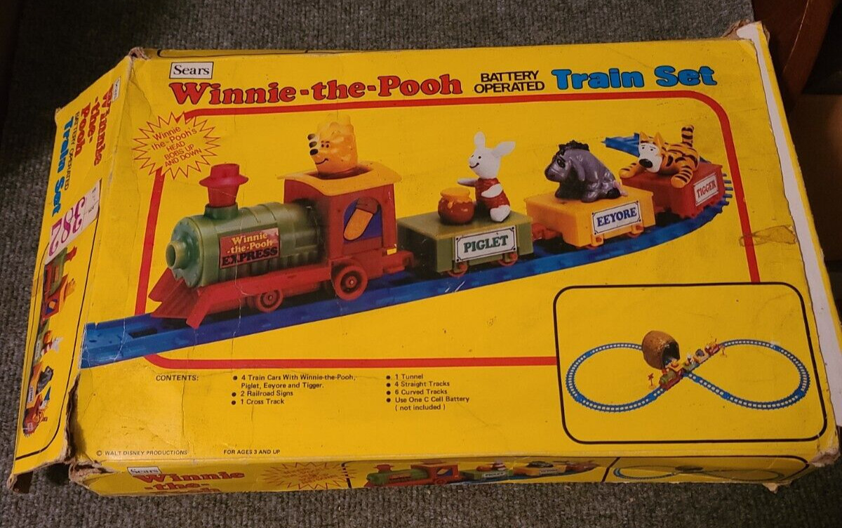 Vintage Sears 1980'S Winnie The Pooh Battery Operated Train Set In Original Box