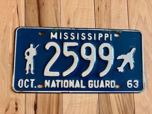 1963 Mississippi National Guard License Plate