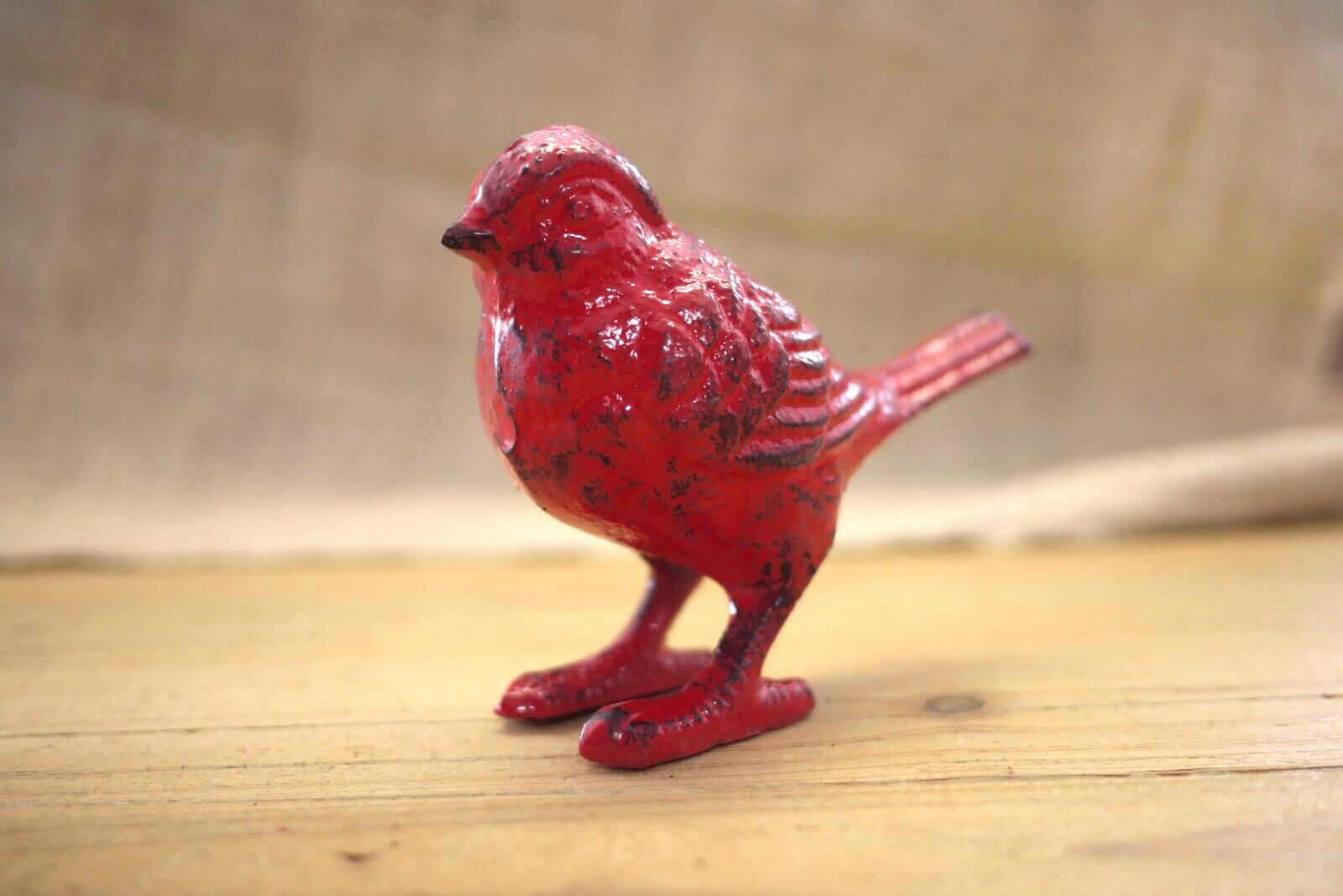 Cast Iron Cardinal Bird Statue Figurine Art Sculpture Garden Decor Paper Weight 