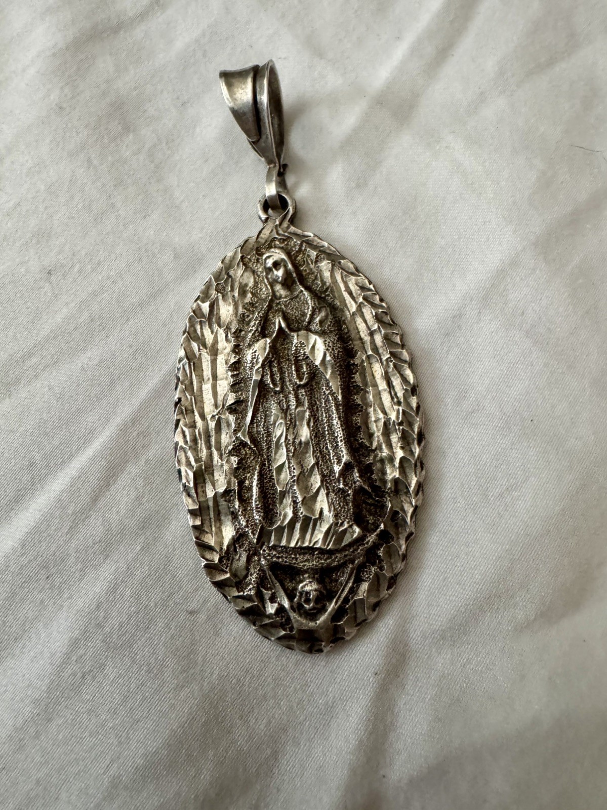 Large sterling Lady Guadalupe pendent