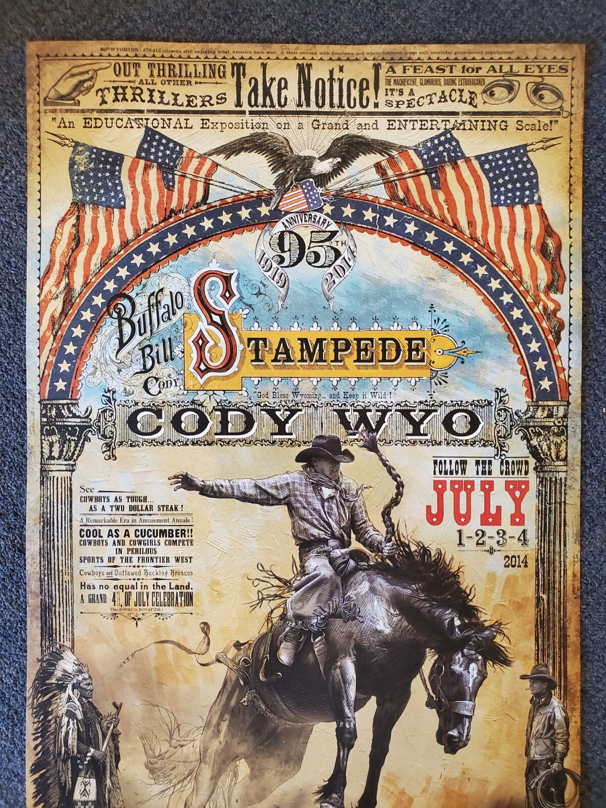 *signed* Cody Wyoming Buffalo Bill Stampede Rodeo poster  by Bob Coronato cowboy