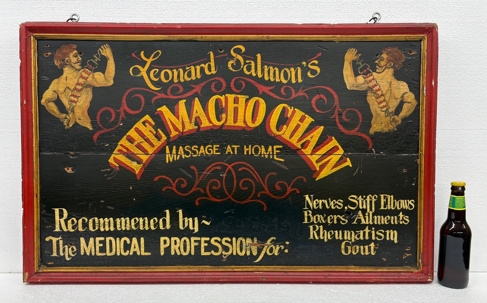Vtg Leonard Salmon's Macho Chain Massage Quack Medicine 36x22