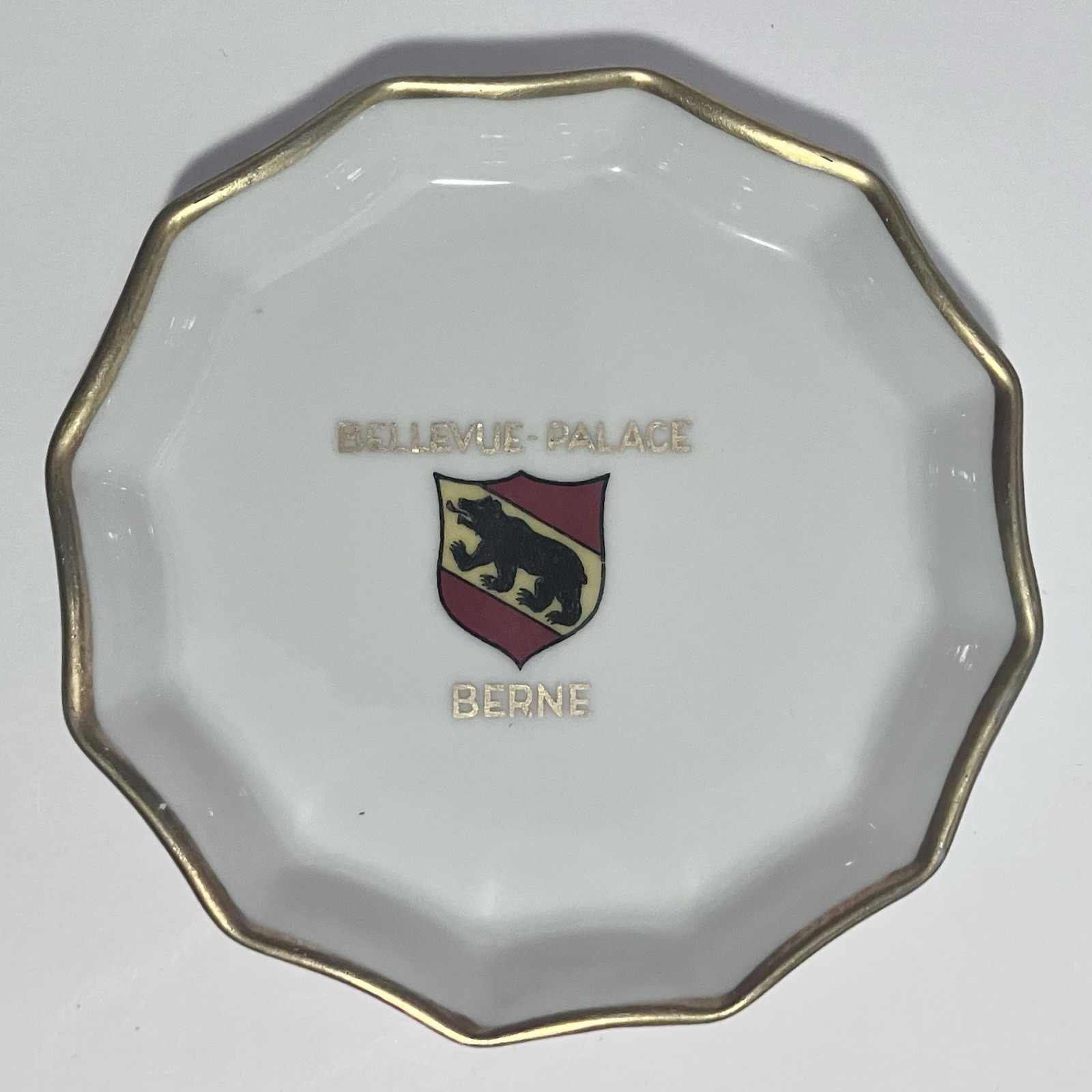 Rare 1954 SWISS HOTEL Coaster / BELLEVUE PALACE / Langenthal Suisse PORCELAIN