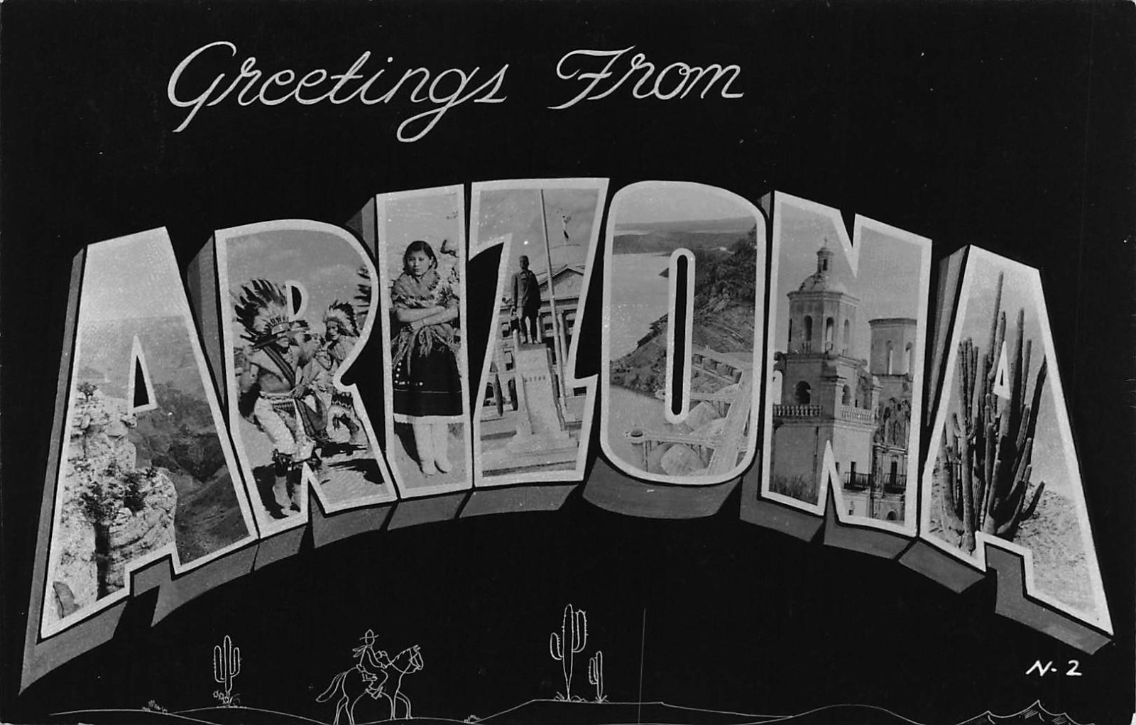 Arizona AZ Greetings From Large Letter Real Photo RPPC Kodak Postcard Arizona AZ Greetings From Large Letter Real Photo RPPC Kodak Postcard