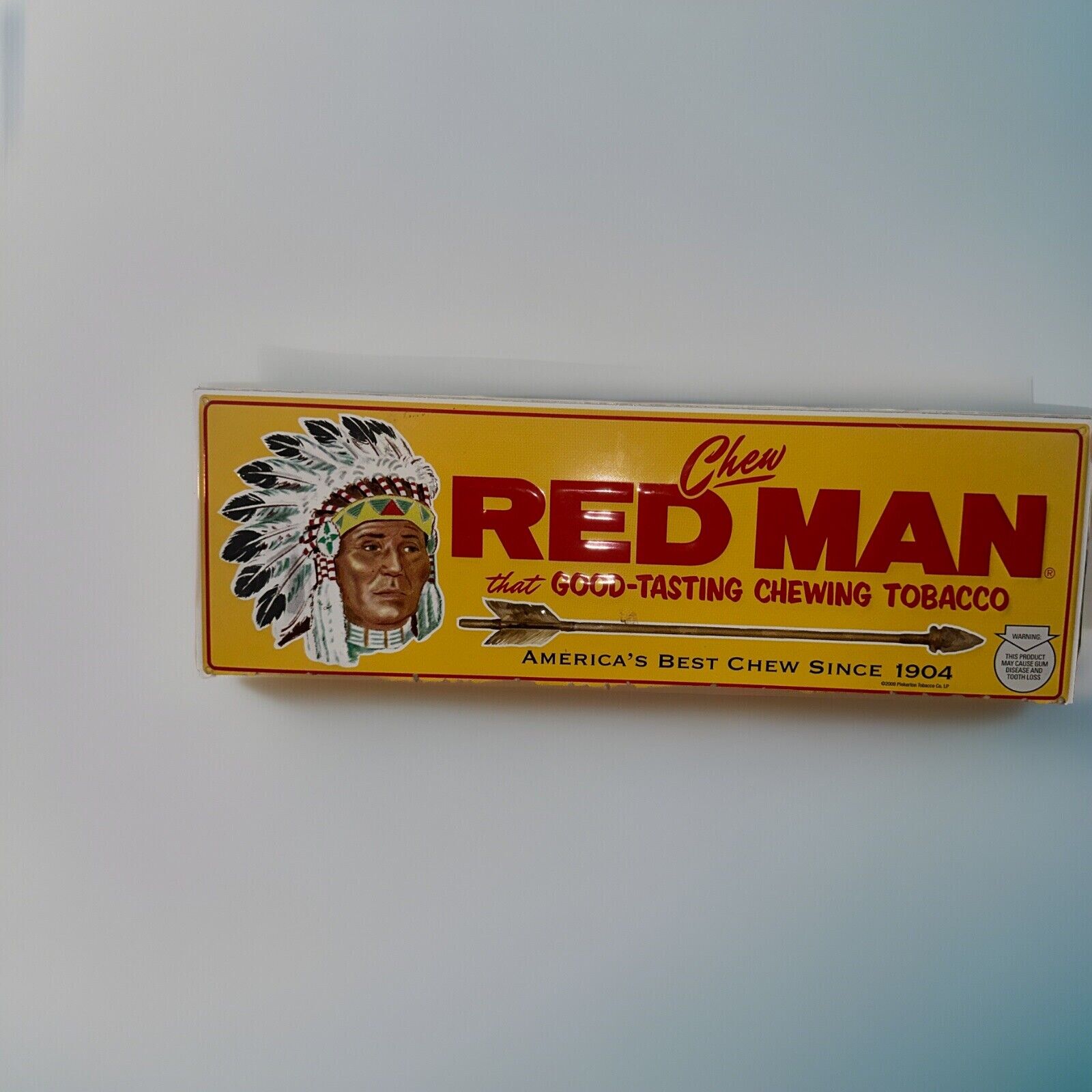2009 Red Man Pinkerton Tobacco Metal  Display Advertising Sign 18' x 6' 