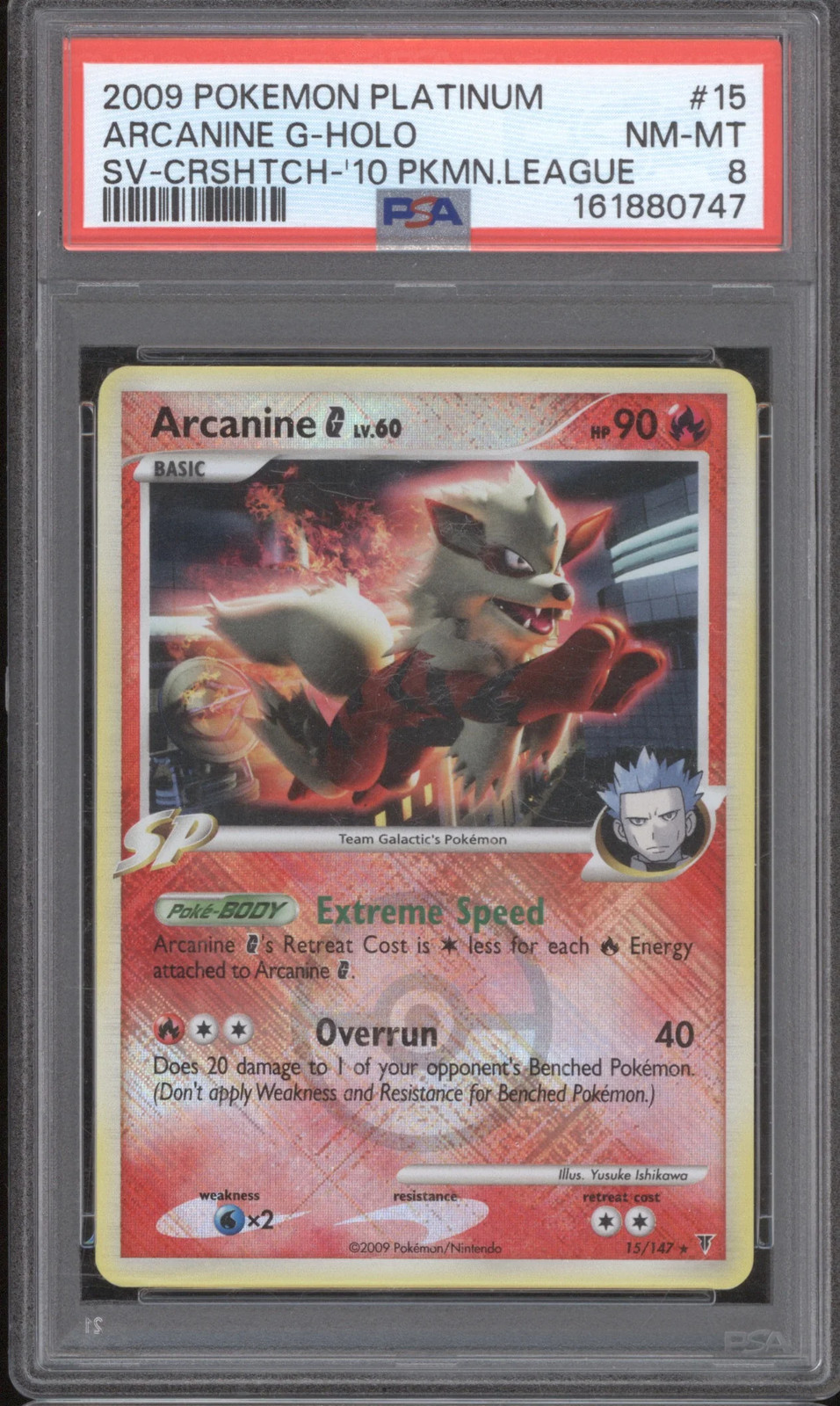 2009 Pokemon Platinum Supreme Victors 15 Arcanine G Holo League Crosshatch PSA 8