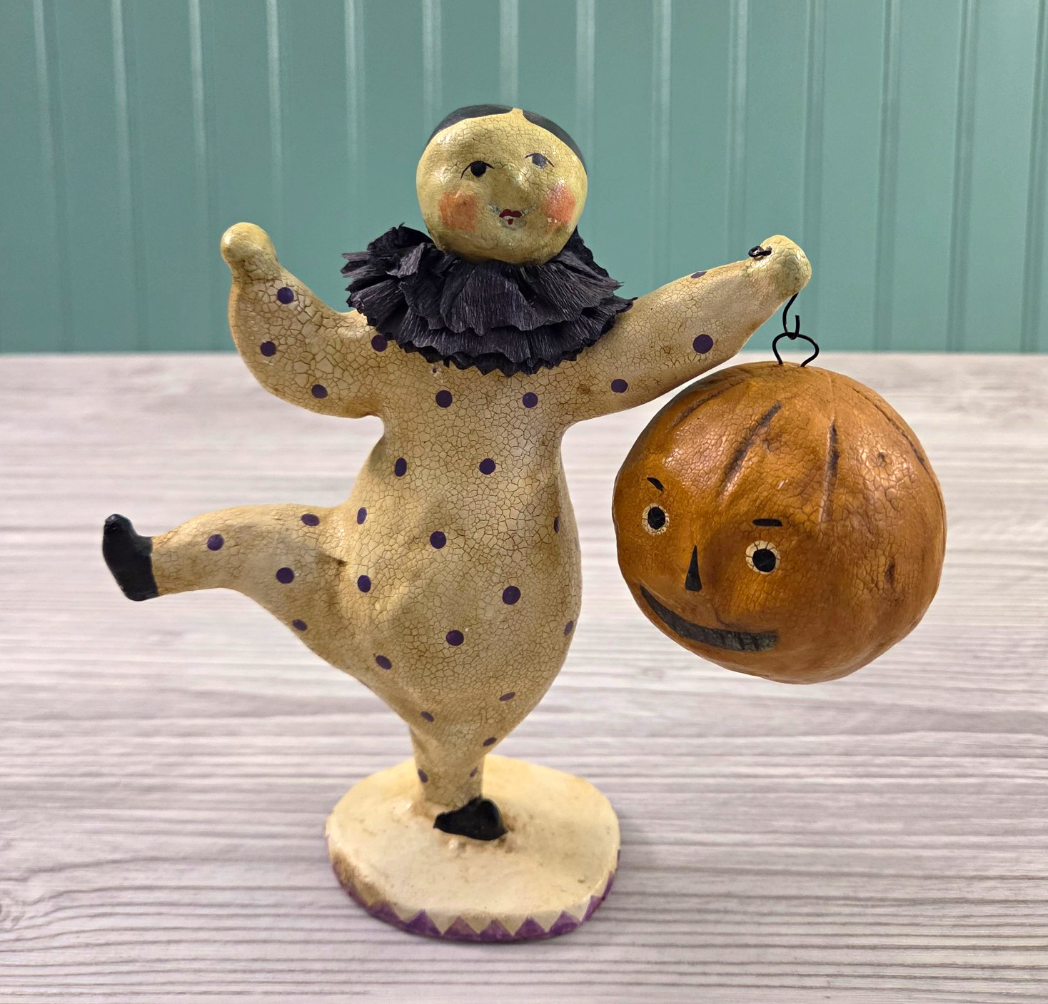 Vintage 2004 Nicol Sayre Halloween Parade Clown Fig with Removable Pumpkin Mask 
