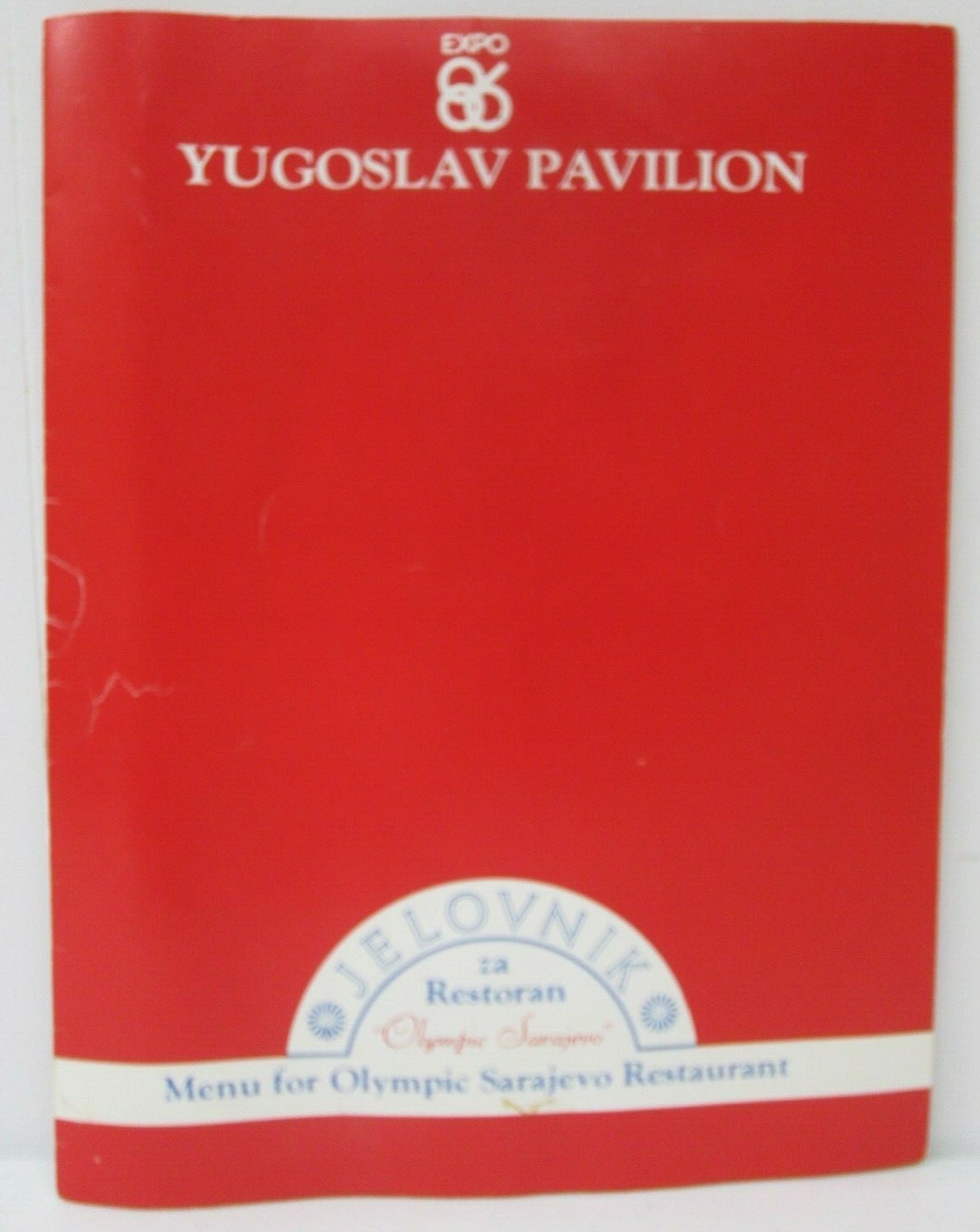 Vintage Expo 86 Restaurant Menu Yugoslav Pavilion Olympic Sarajevo 1986